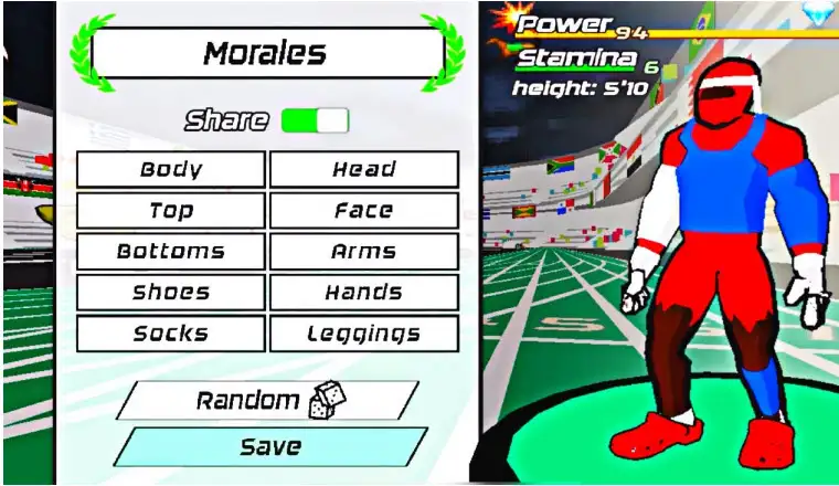 Speed Stars Athlete Customization Screen