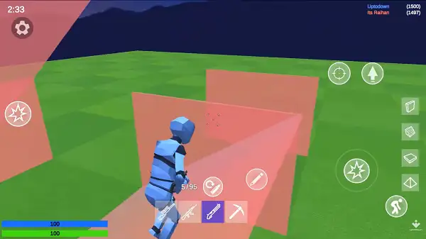 Building a ramp for height advantage in 1v1.LOL