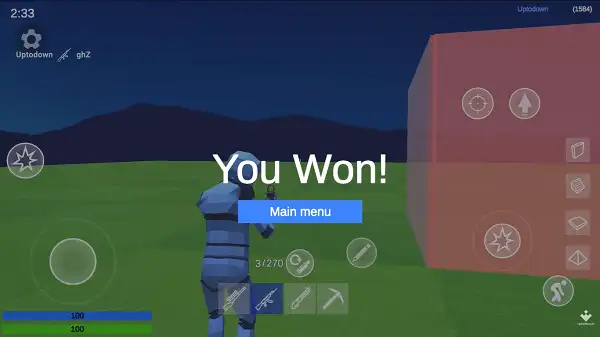 Game win screen in 1v1.LOL