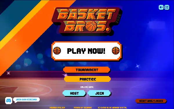 Basket Bros mode selection screen