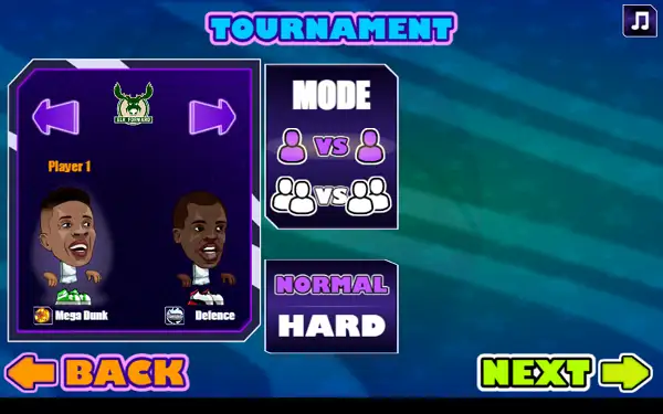 Basketball Stars character selection screen