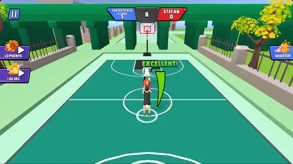 The precision timing meter during a shot in Basketball Superstars