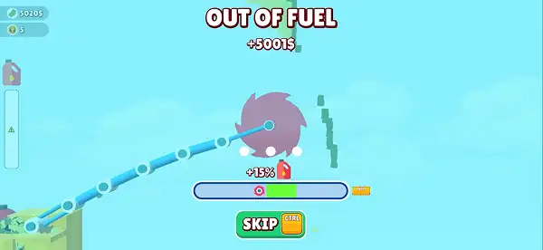 Out of fuel during a demolition run in Bucket Smash