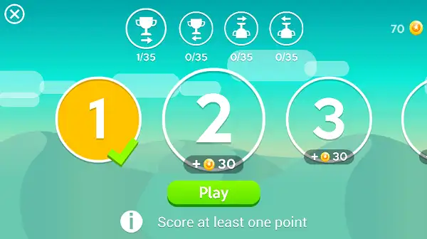 Curve Rush Game Challenges Screen