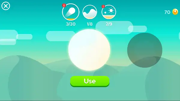 Ball skin selection screen in Curve Rush Unblocked