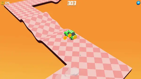 A fast, difficult section of track later in a Drift Boss run