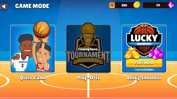 Mode selection screen in Dunkers 2