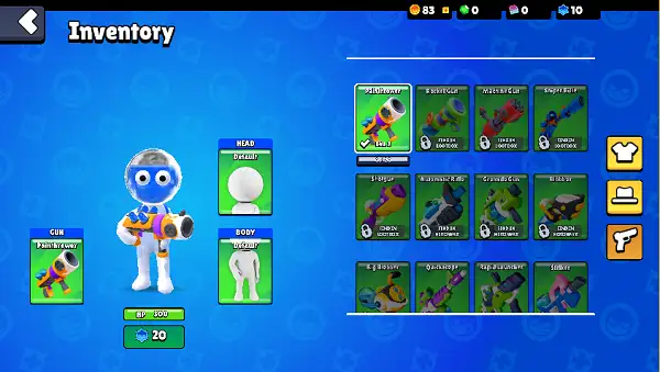 Dye Hard Game Inventory Screen