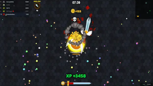 Landing a hit on an opponent in EvoWars.io