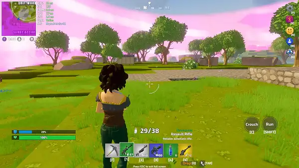 Final Drop gameplay screenshot showing players landing on the battle royale island