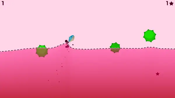 Fish Dive gameplay screenshot showing a fish jumping over an obstacle in the water