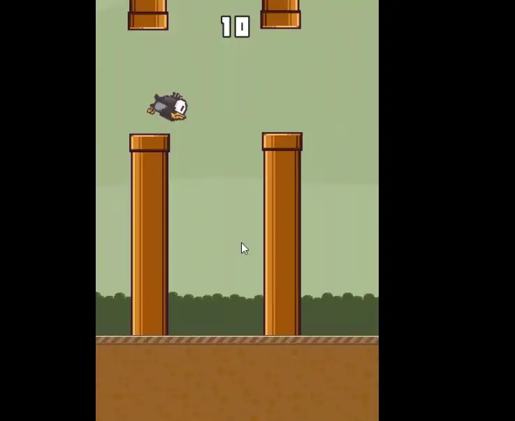 A close call between pipes in Flappy Bird 2