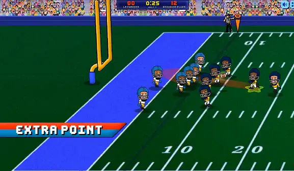 Football Bros gameplay screenshot showing a passing play in progress
