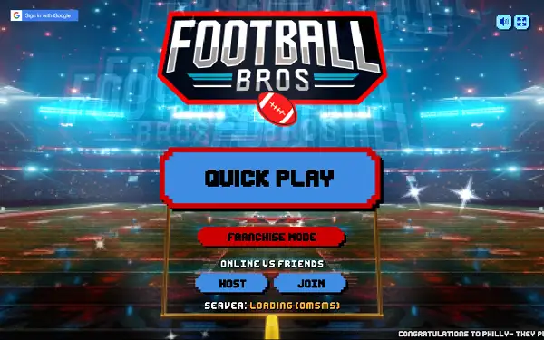 Game Mode selection screen in Football Bros