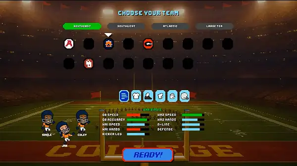 Football Bros team selection screen
