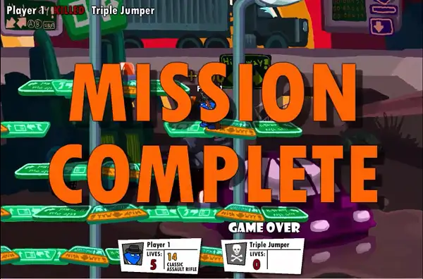 Mission Complete Screen in in Gun Mayhem 2