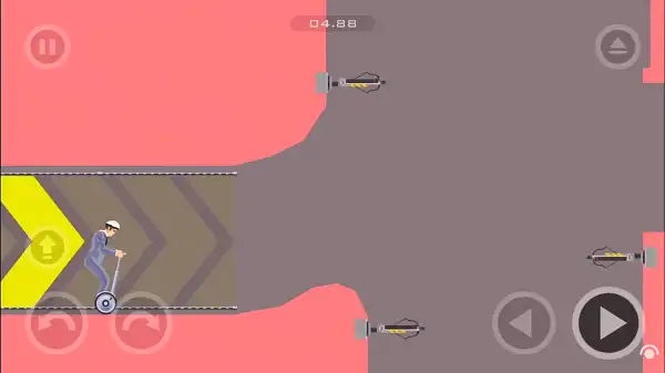 Happy Wheels gameplay screenshot showing a character navigating an obstacle course
