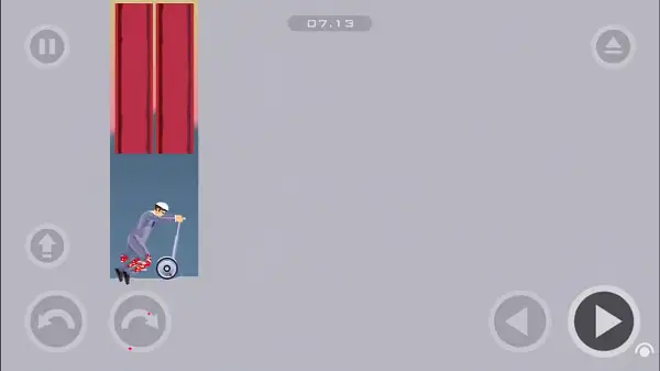 A dramatic ragdoll physics crash moment in Happy Wheel