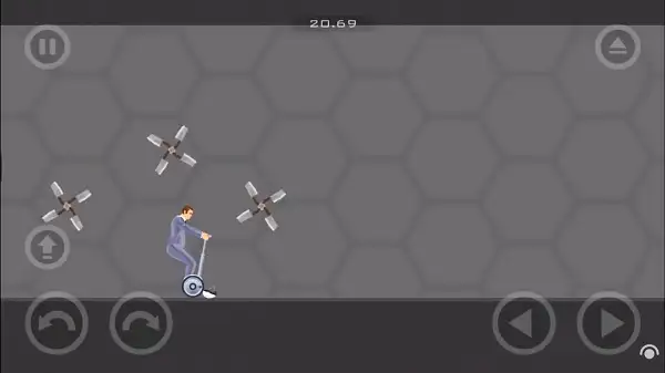 A character using their special vehicle ability in Happy Wheels