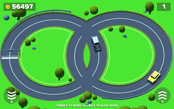 Loop Crash 2 gameplay screenshot showing the looping track and intersection points