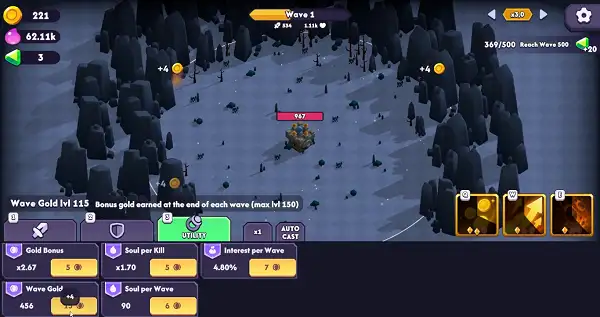 A unique location environment in Mage Castle Idle Defense