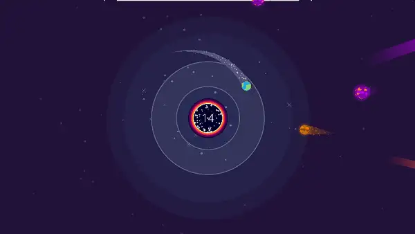An obstacle crossing the orbit path in Orbit Rush