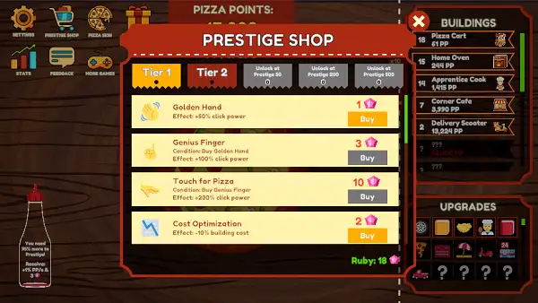 Prestige Shop in Pizza Clicker