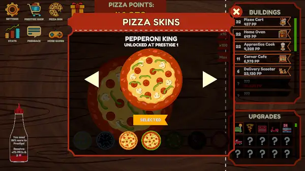 Pizza Skins in Pizza Clicker
