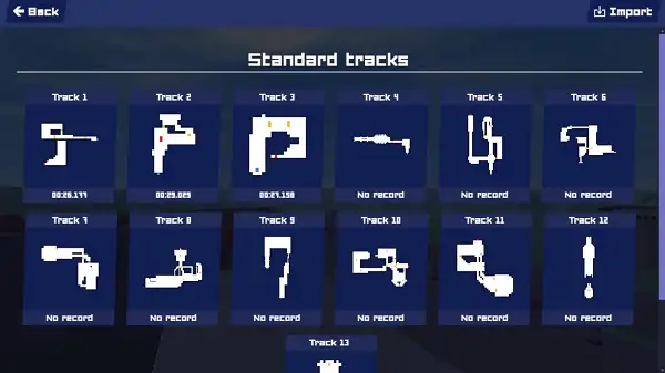 PolyTrack track selection screen