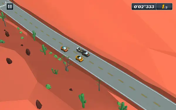 Racing Pop gameplay screenshot showing a car racing through a scenic track