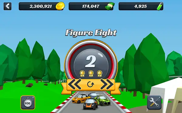 A 3-star track completion result in Racing Pop