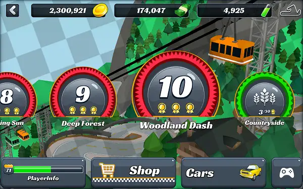 Track selection screen in in Racing Pop