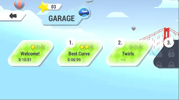 The track and world map in Rapid Rally showing star progress