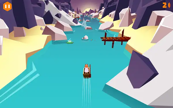 River Drift narrow river section requiring precise steering to avoid Obstacles