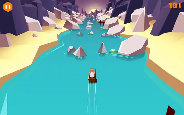 River Drift later stage showing increased obstacle density and faster pace