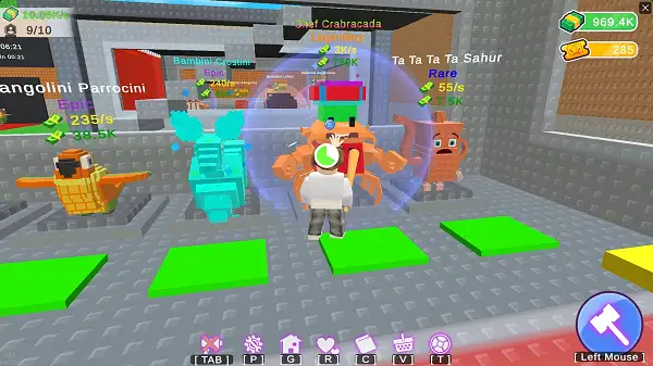 Raiding another player's base in Rob Brainrot 2