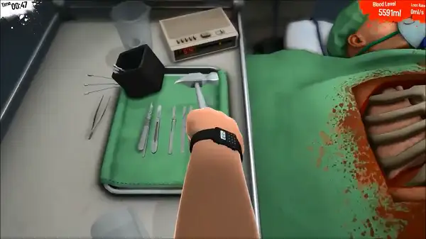 Gripping a surgical tool in Sorry Bob