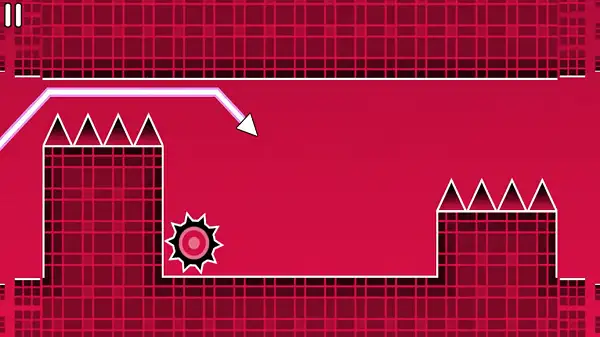 Space Waves gameplay screenshot showing the arrow zigzagging through a neon obstacle tunnel