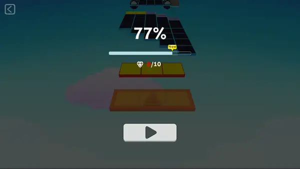 Sphere Rush Game End Screen with 77% Level Complete