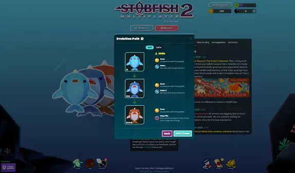 Choosing a tier evolution after dying in Stabfish 2