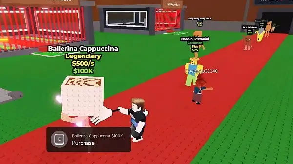 Buying a Brainrot character from the conveyor belt in Steal a Brainrot Unblocked