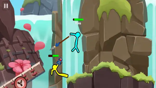 A weapon attack landing in Stickman Clash