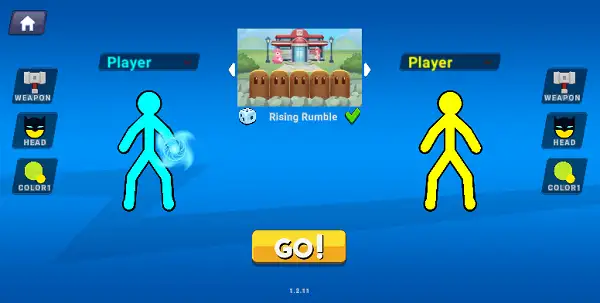 Selecting a character and weapon in Stickman Clash