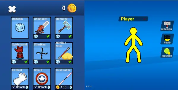Weapon Selection in Stickman Clash