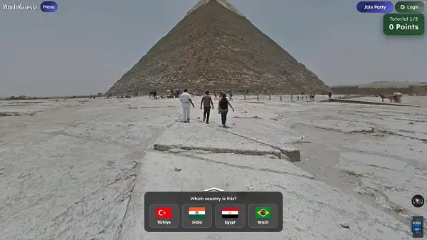 WorldGuessr gameplay screenshot showing a Street View location and minimap