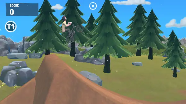 Airborne BMX gameplay screenshot showing a rider performing a trick mid-air