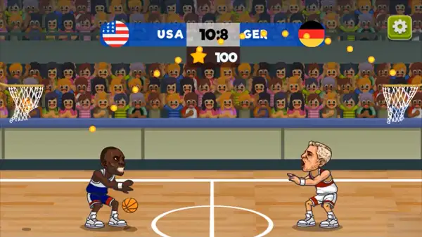 Basket Swooshes gameplay screenshot showing a shot being aimed at the hoop