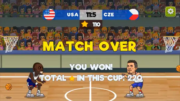 Match win screen in Basket Swooshes