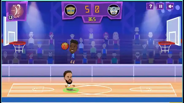 Basketball Legends gameplay screenshot showing a 1v1 match in progress