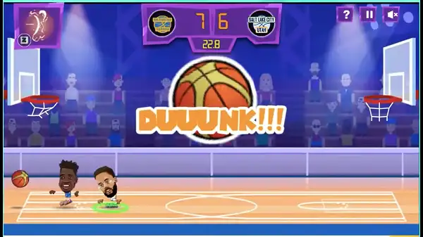 A super shot dunk in Basketball Legends